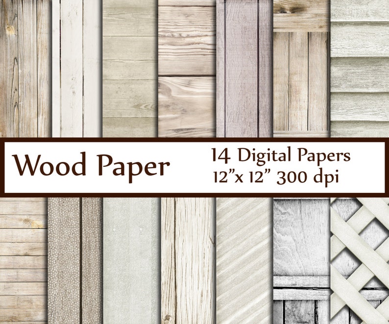 White Wood Digital Paper: WOOD PAPER Shabby chic wood Paper Background White Wood Scrapbook Paper Rustic Wood Paper Instant Download image 1