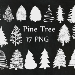 Christmas Chalkboard Trees Clipart: TREES CLIP ART Chalkboard Elements Xmas Trees Christmas Invitation Chalk Pine Tree White Trees clipart image 1