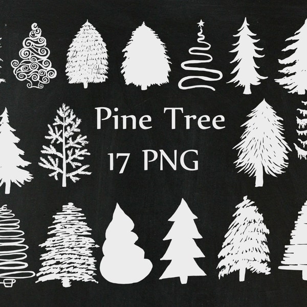Christmas Chalkboard Trees Clipart: "TREES CLIP ART" Chalkboard Elements Xmas Trees Christmas Invitation Chalk Pine Tree White Trees clipart