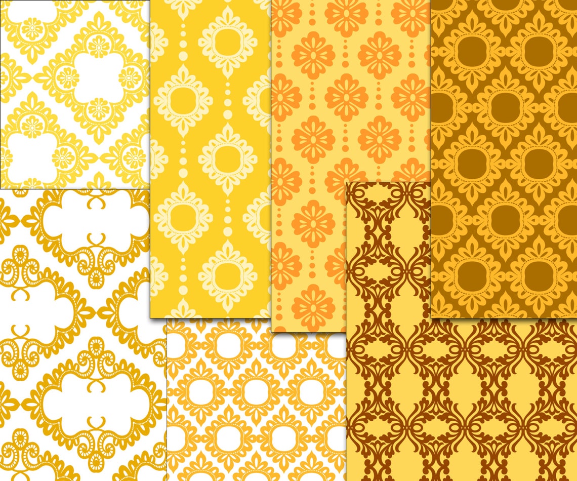 Damask Digital Paper damask Paper Damask Etsy