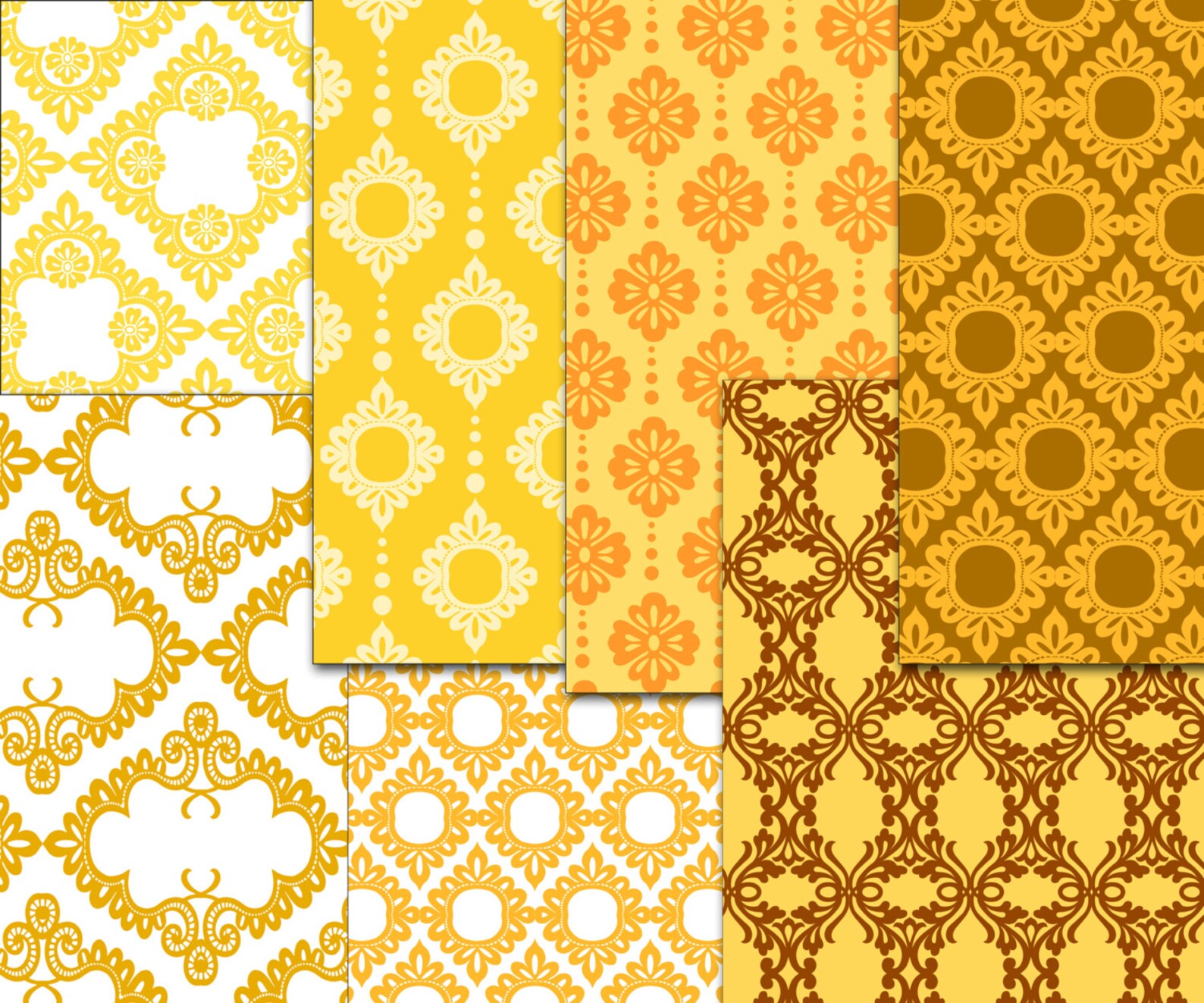 Damask Digital Paper damask Paper Damask Etsy