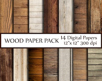 Wood Digital Paper: "WOOD PAPER" Wood Backdrop Printable Wood Digital Background Wood Scrapbook Paper Rustic Wood Paper  Instant Download