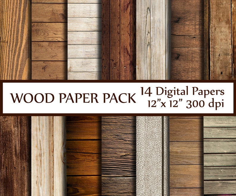 Wood Digital Paper: 'WOOD PAPER' Wood Backdrop Printable Wood Digital Background Wood Scrapbook Paper Rustic Wood Paper  Instant Download 