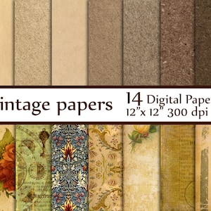 Papel de Kraft Digital: Arte de scrapbooking "Documentos de arte" digital papeles papeles vintage vintage floral papeles boda invita carros telones de fondo