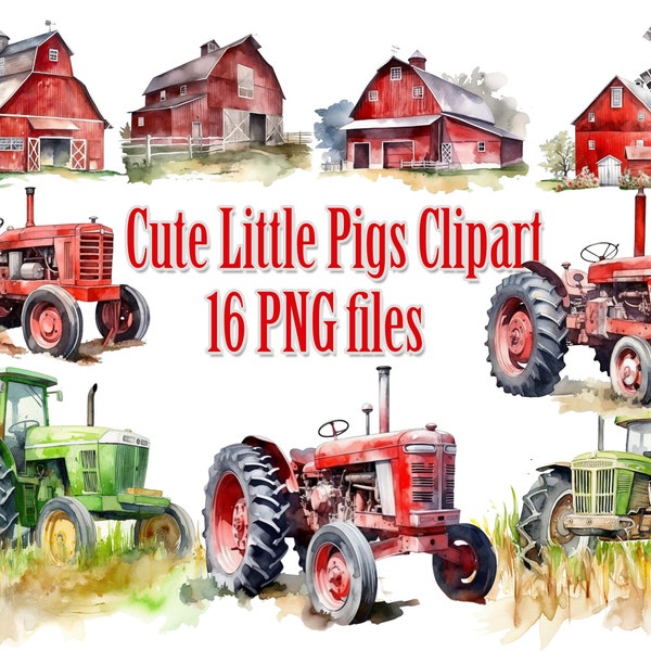 Farm Barn Clipart,Farmhouse PNG,Farm Tractor Png,Old Red Barn Png,Farmers House,Green Tractor PNG, Farm Life PNG,Red Tractor Png,Farm mill