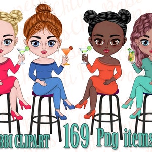 Chicas Best Friends clipart,Chibi clipart,chibi girls,Girls and cocktails,Girl Sitting,Personalizable clipart,Soul sisters,Mug Sublimation png