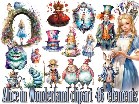Alice in Wonderland Clipart,Fantasy clipart,Fairytale clipart,Mad Hatters Tea Party,White Rabbit Png,Teapot clipart,Enchanted Deck Clipart