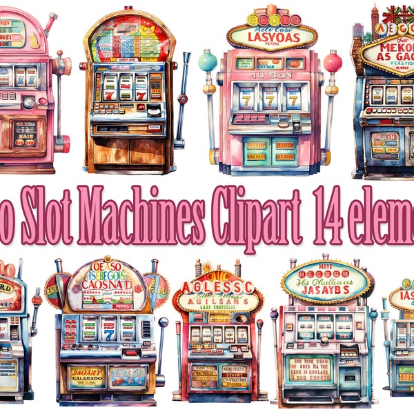 Slot machines clipart,Retro slot machines,Jackpot Slot Machines,Casino Clipart,Watercolor clipart,Slot Machine Art,Slots Gambling,Luck Game