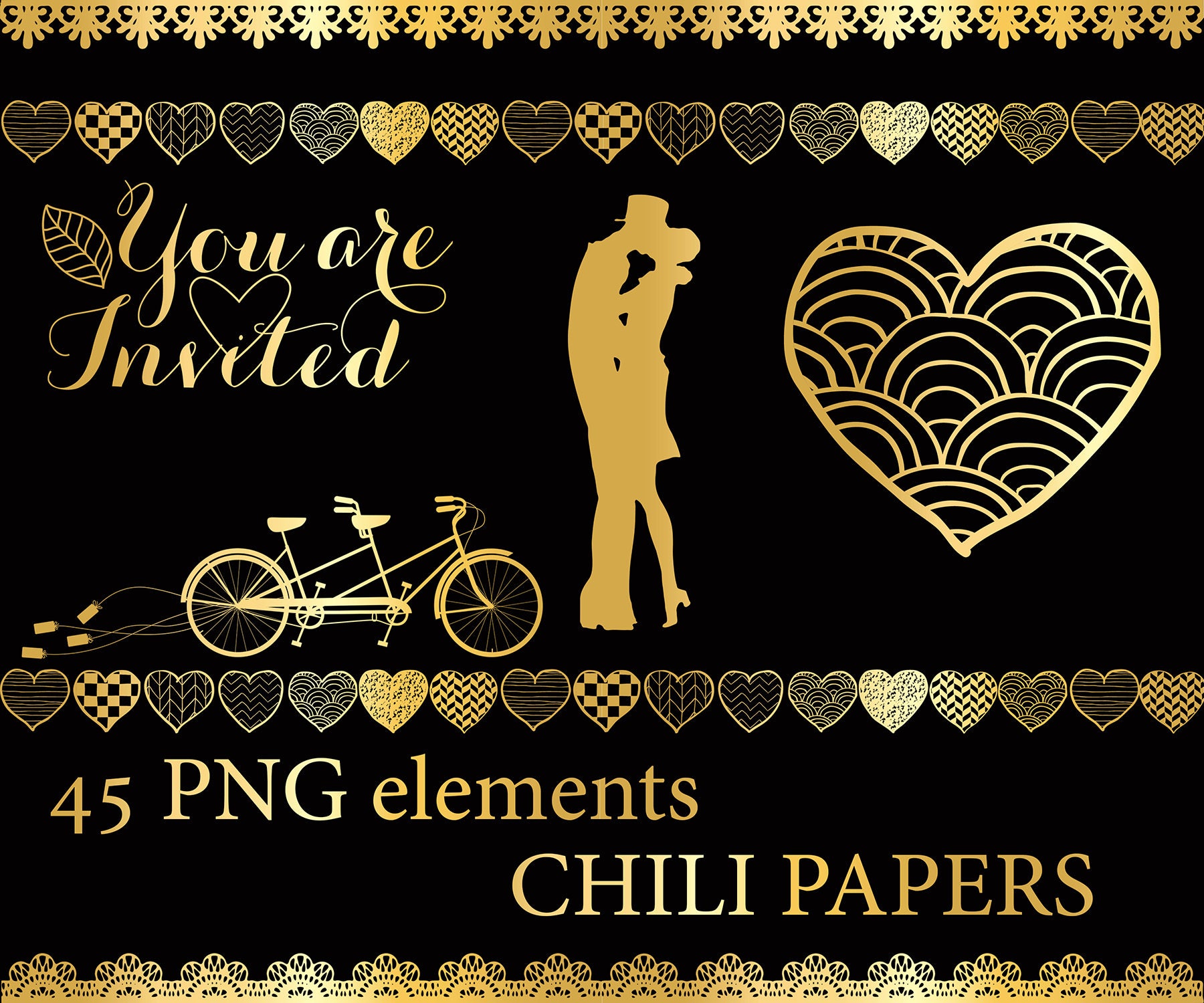 Gold Wedding Clipart: wedding CLIP Art Gold - Etsy