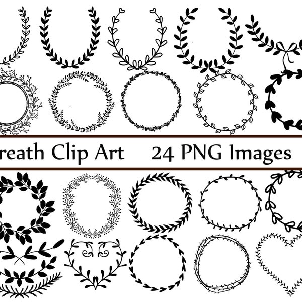 Wreath Clip art: ''DIGITAL WREATH'' laurel wreath clipart wedding wreath hand drawn Laurel Wreath Clip Art Commercial Use Instant Download