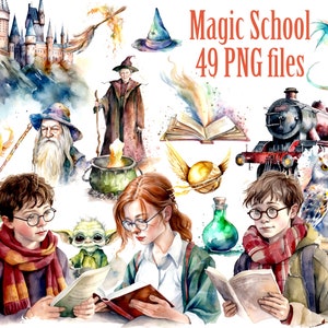 Magische school clipart: "WIZARD CLIPART" Heks en tovenaar png, Mystieke Clipart, Wands Broomstick Potions, Back to School, Wizard Academy Png