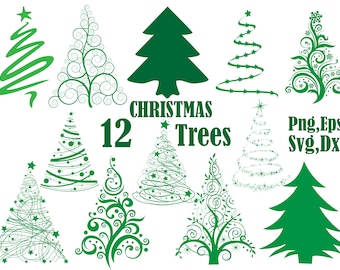 Arbre de Noël Svg Silhouette clipart : « Pin arbres CLIPART » Svg Vector Clipart Noël arbre Hollyday Clipart arbre de Noël scrapbooking dxf