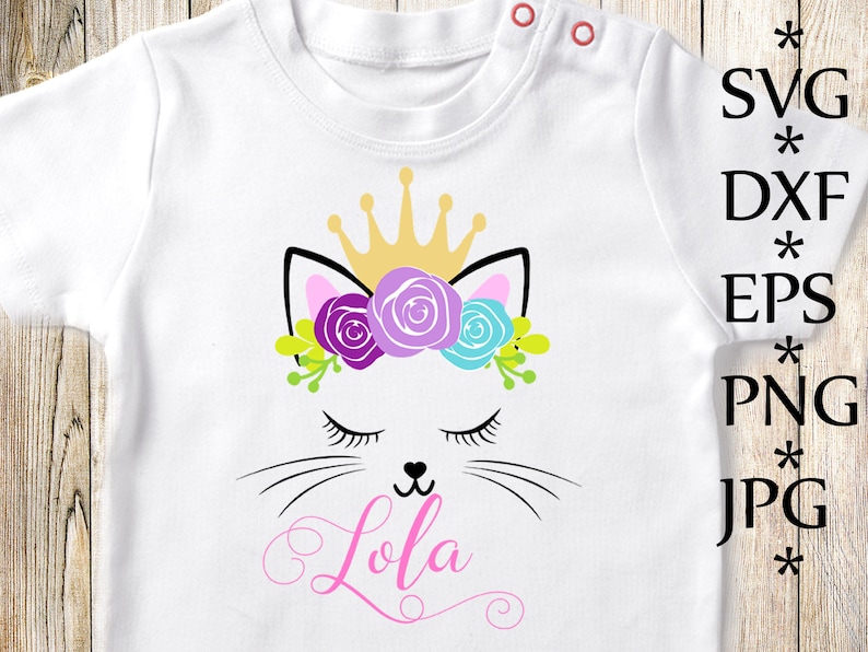 Download Cat Face Svgcute Cat Svgprincess Svgcrown Svgt Shirt Etsy