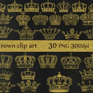 Gold Crown clipart: &quot;CROWN CLIP ART&quot; Royal Crown Clipart Gold Silhouette Clipart gold crowns Gold clip art Digital Crown  Scrapbook Crown