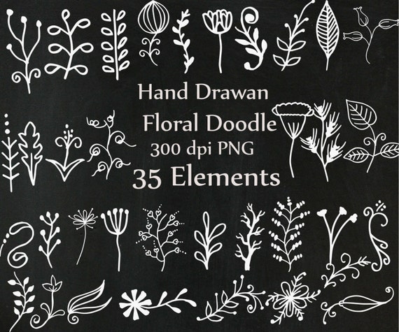 Chalkboard Doodle Flowers Clipart CHALK FLOWERS Etsy Il 570xN.909904899 Qb30