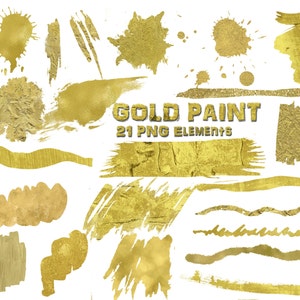 Pinceladas de oro: pincel acuarela «Pintura de oro» oro oro de elementos de pintura salpica pintura Splash moda oro puntos oro imágenes prediseñadas