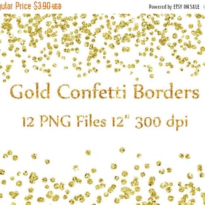 Gold Confetti Borders clipart: &quot;GLITTER CONFETTI CLIPART&quot; Glitter Confetti Clip art Glitter Borders Overlays High Res Instant Download