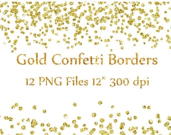 Gold Confetti Borders clipart: "GLITTER CONFETTI CLIPART" Glitter Confetti Clip art Glitter Borders Overlays High Res Instant Download