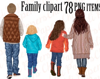 Rodzinny Clip Art,Niestandardowy rodzinny clipart Jesienna rodzina, Siostry clipart,Rodzice Clipart,Portret DIY,Projekt sublimacji,Kubek rodzinny,Grafika rodzinna