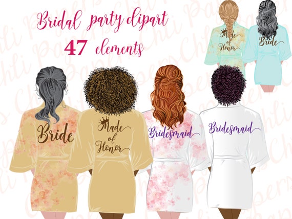 Download Bridesmaid Robe Clipartbride Clipartbridal Showermaid Of Etsy