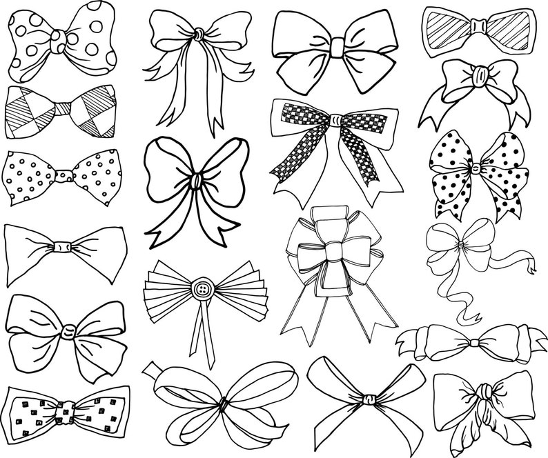 Bows Clip Art: bows Clipart Doodle Ribbons Clip - Etsy