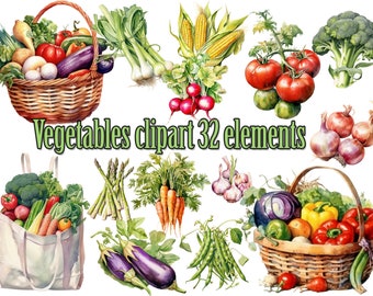 Vegetables Clipart,Vegetable Baskets clipart,Watercolor vegetables png,Healthy Food Png,Harvest Clipart,Vegetables Png,vegetables graphics