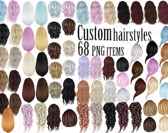 Custom Hairstyles Clipart,Hair clipart, Womans Hair Clipart,Bridesmaid Clipart,Girls clipart,Long Hair, Short Hair,Planner Clipart,Stickers