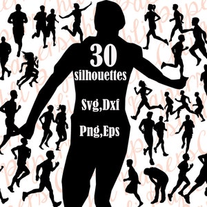 Runner Silhouette Svg: &quot;RUNNER CLIPART&quot; Runner cut files,People Silhouette,Exercise Run Svg,Running women Svg,Running man Svg,Marathon Run