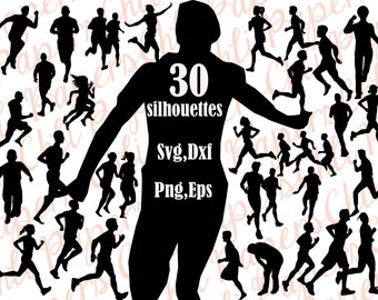 Läufer Silhouette Svg: "Läufer CLIPART" Läufer geschnitten Übung laufen Svg-Dateien, Menschen Silhouette, Running Damen Svg, läuft Man Svg, Marathon laufen