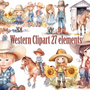 Clipart cowboy, Clipart Cowboys dell'acquerello, Clipart Cowgirl, Baby Cowboy Clipart, Wild West png, Clipart western, Sublimazioni Cowboy, Nursery Art