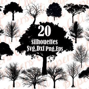 Baum SVG Bundle: "Baum SILHOUETTE SVG" Bäume Clipart, Baum geschnitten Dateien, Datei für Cricut, Vektor Baum svg, Baum Scrapbooking, Baum Dxf Datei, Baum Png