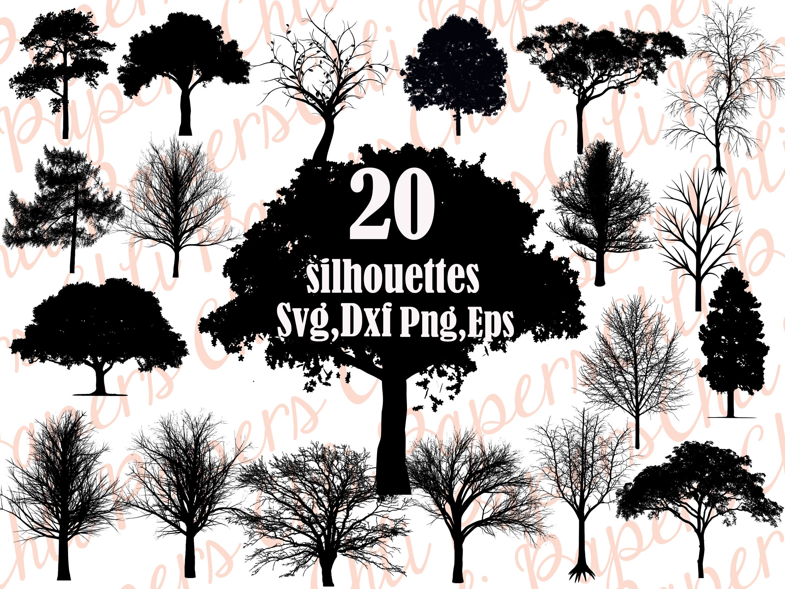 Download Tree Svg Bundle Tree Silhouette Svg Trees Clipart Tree Cut Files File For Cricut Vector Tree