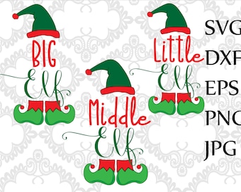 Little Elf Svg,Santa Svg,Christmas Svg,Big Elf Svg,Middle Elf Svg,Santa little Helper,Vinyl Cut File,T Shirt Svg,Silhouette cut files