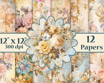 Vintage Roses digital papers,Printable floral papers.Antique Papers,Junk Journal Printables,Ephemera Roses paper,Shabby Vintage Rose Papers