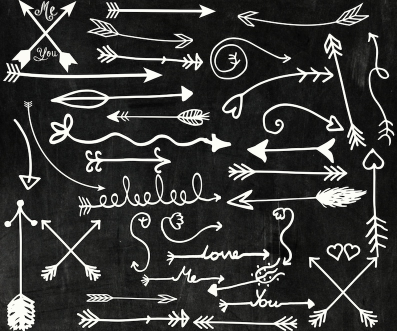 Chalk Tribal Arrows Clip Art chalkboard Arrows Etsy