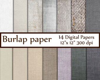 Burlap digital paper: "BURLAP PAPER" Craft paper Linen texture paper Fabric Digital Paper Blue  Burlap Jute texture rustic scrapbooking