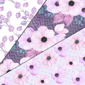 Floral digital paper pack: FLORAL PAPERS Floral background Decoupage paper Pink digital papers Purple papers Wedding background Watercolor image 5