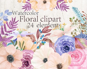 Aquarell Blumen Clipart Aquarell Blumen Clipart rosa Blumen Clipart Hochzeitseinladung Anemona Blumen Hochzeit Clip Art handgemalte Kunst
