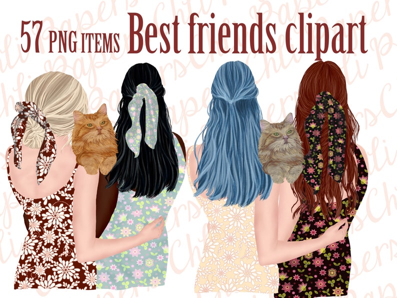 Download Best Friends Clipart Girls And Cats Bridesmaid Clipart Girl Clipart Bff Clipart Hairstyle Clipart Cat Clipart Fashion Girls Planner Girls Clip Art Art Collectibles Kromasol Com