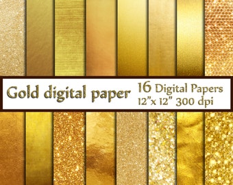 Gold Foil Digital Paper: "GOLD DIGITAL PAPER" Metallic Gold Digital Paper Gold Paper Gold Backgrounds Digital Gold Foil Paper