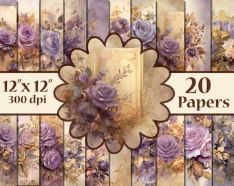 Vintage Roses digital papers,Printable floral papers.Antique Papers,Junk Journal Printables,Ephemera Roses paper,Shabby Vintage Rose Papers