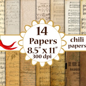 Antique Music Digital Papers: &quot;MUSIC PAPERS&quot; Music sheet Vintage Paper Music Backgrounds Rustic Music Sheets A4 papers  8.5x11 papers