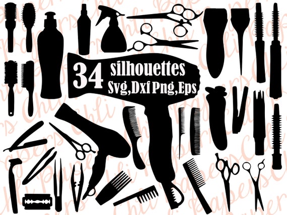 Hair Comb Silhouette Svg Hairdresser Tools Barber Etsy