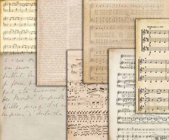 Download Antique Music Digital Papers Music Papers Music Etsy