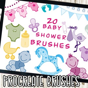 Procreate Baby cepillos de ducha: "STAMP BRUSH" iPad Pro cepillos, cepillos para iPad, bebé elemento Kids, tarjeta de fabricación de cepillos, kids Brush set