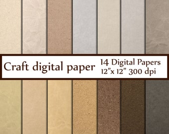 Kraft Digital Paper: "CRAFT PAPERS" scrapbooking craft digital papers natural colors beige brown wedding invites carts backdrops