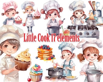 Cute Little Chef clipart,Cooking clipart,Chef Clipart, Baking girl Png,Little Chef Clip art,Cooking Sublimation,Watercolor clipart,Kids Png