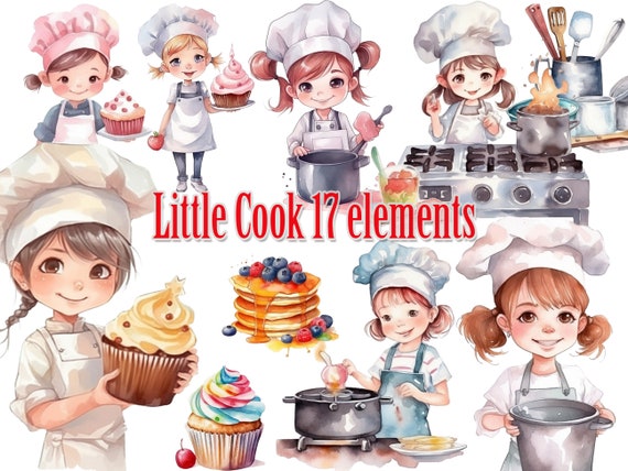Cute Little Chef clipart,Cooking clipart,Chef Clipart, Baking girl Png,Little Chef Clip art,Cooking Sublimation,Watercolor clipart,Kids Png