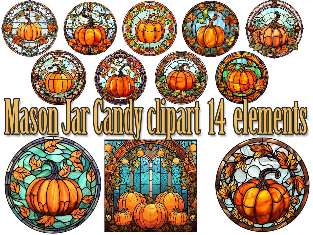 Stained Glass Pumpkin,stained Glass Clipart,pumpkin Clipart, Stain