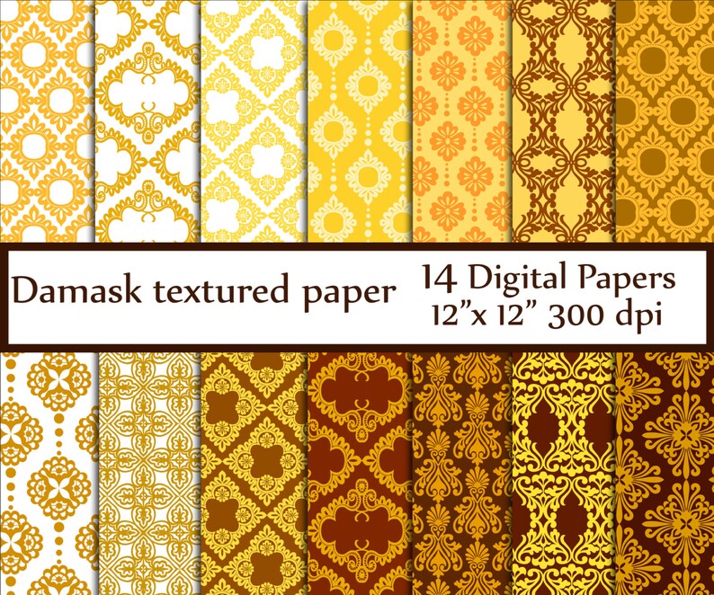 Damask Digital Paper DAMASK PAPER Damask Background Paper Damask Printables Damask Textures Vintage Damask Wallpaper instant download